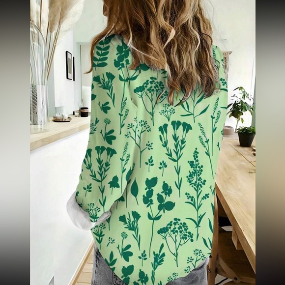 Boho floral print button down casual top - Picture 15 of 15